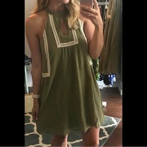 Olive Green Halter Top Dress